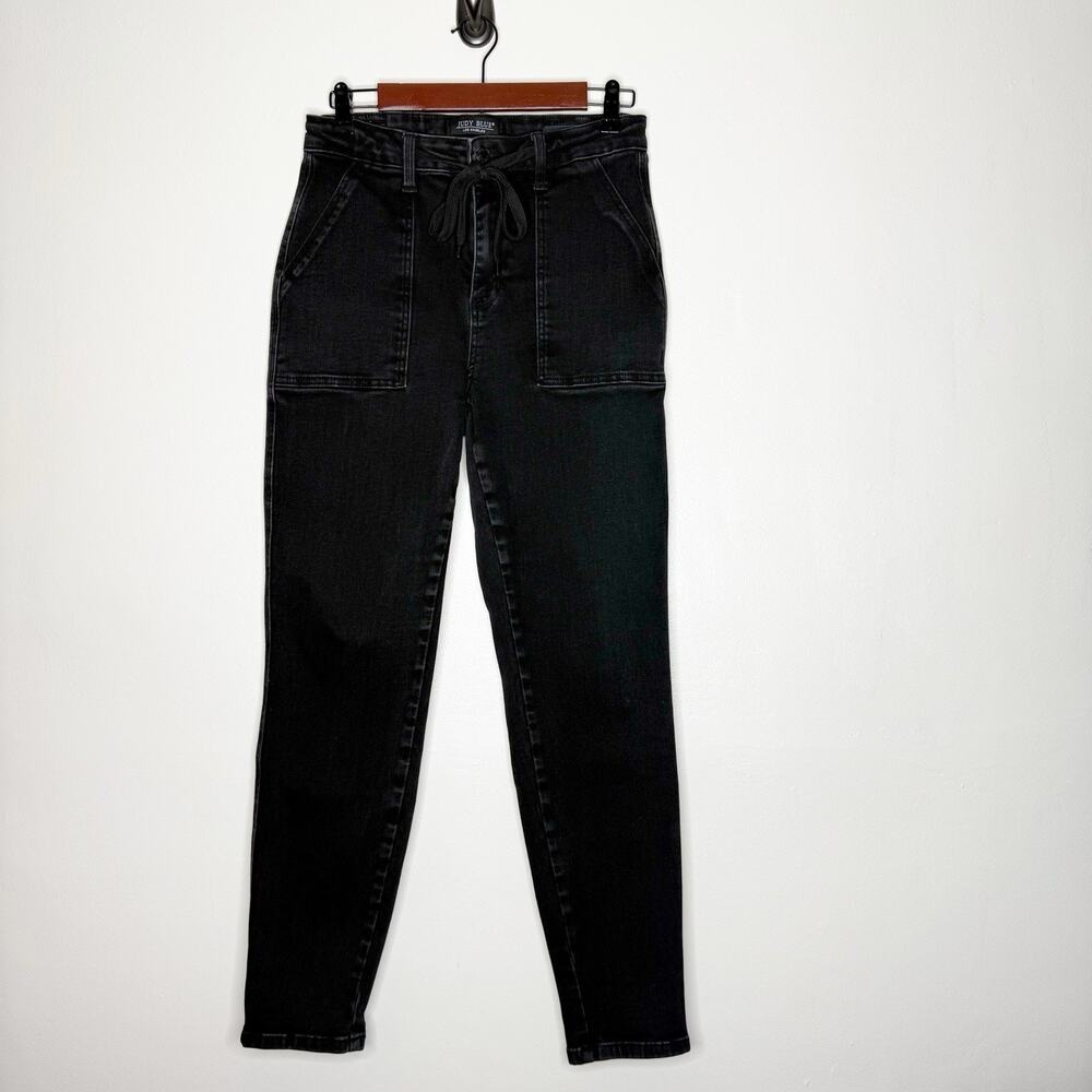 Judy Blue High Rise Black Denim Jean Drawstring Waist Joggers Women’s Size 9/29